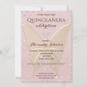 Invitation Magnétique Rose Gold Quinceanera Anniversaire