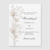 Invitation Magnétique rose mariage or blanc fleur sauvage luxe (Devant)