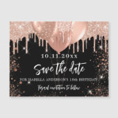 Invitation Magnétique Rose noir fête d'anniversaire aimant enregistrer l (Devant)
