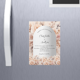 Invitation Magnétique Rose or argent rose arche fleurie luxe mariage
