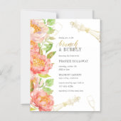 Invitation Magnétique Roses aquarelle | Fête des mariées Brunch & Bubbly (Recto)