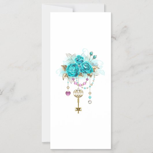 Invitation Magnétique Roses turquoise avec touches (Recto)