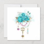 Invitation Magnétique Roses turquoise avec touches (Recto)