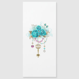 Invitation Magnétique Roses turquoise avec touches