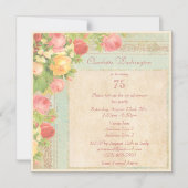 Invitation Magnétique Roses Vintages élégants 75e anniversaire (Recto)