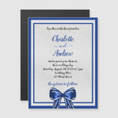 Invitation Magnétique Royal bleu argenté élégant mariage de luxe (Devant / Derrière)