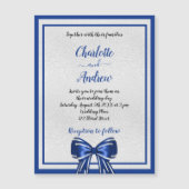 Invitation Magnétique Royal bleu argenté élégant mariage de luxe (Devant)