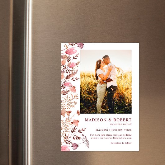 Invitation Magnétique Rustic Boho Chic Wildflower Photo Save The Date