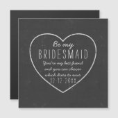 Invitation Magnétique Rustic Chalkboard Heart Be My Bridesmaid Propositi (Devant / Derrière)