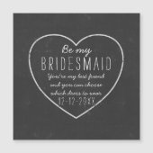 Invitation Magnétique Rustic Chalkboard Heart Be My Bridesmaid Propositi (Devant)