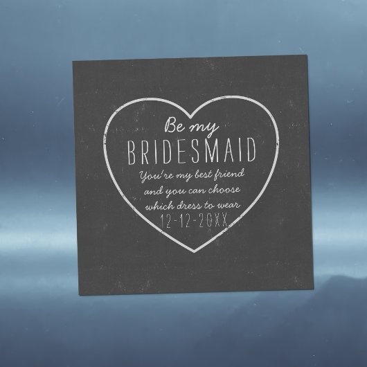 Invitation Magnétique Rustic Chalkboard Heart Be My Bridesmaid Propositi