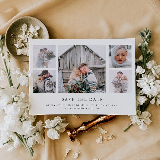 Invitation Magnétique Rustic Chic | Photo Grid Wedding Save The Date
