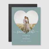 Invitation Magnétique Rustic Mint Green Photo Mariage Enregistrer La Dat (Devant / Derrière)