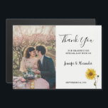 Invitation Magnétique Rustic sunflower floral photo Thank You<br><div class="desc">Rustic sunflower floral photo Thank You Magnetic card.
You can add your own photo,  names and text and create a very personal and unique Thank You card.</div>