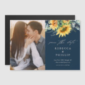 Invitation Magnétique Rustique Tournesol Eucalyptus Mariage Enregistrer  (Devant / Derrière)