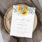 Invitation Magnétique Rustique Tournesol Eucalyptus Mariage Enregistrer