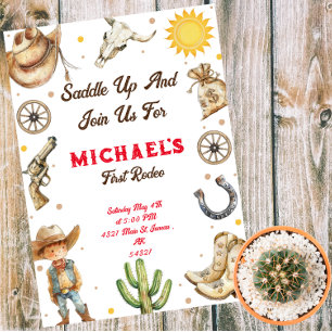 Invitation Magnétique Saddup First Rodeo Wild West Anniversaire