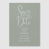 Invitation Magnétique Sage De Script Moderne Mariage Vert Enregistrer La (Devant)