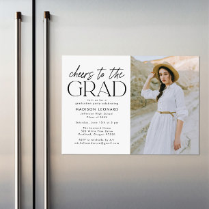 Invitation Magnétique Salutations à la Grad Black Photo Grad Graduation