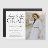 Invitation Magnétique Salutations à la Grad Black Photo Grad Graduation  (Devant / Derrière)