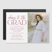 Invitation Magnétique Salutations à la Grad Burgundy Graduation Party (Devant / Derrière)