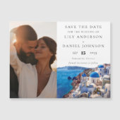 Invitation Magnétique Santorin Grèce Photo Mariage Enregistrer La Date (Devant)