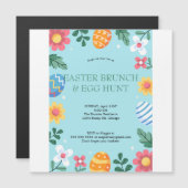 Invitation Magnétique Sauter sur Pâques Brunch Chasse aux Oeufs Bunny Fl (Devant / Derrière)