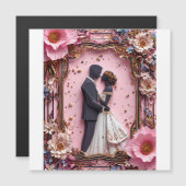 Invitation Magnétique Scène Mariage en silhouette de papier romantique (Devant / Derrière)