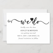 Invitation Magnétique Script Coeur noir et blanc Nous faisons enregistre (Recto)