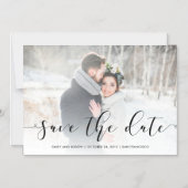 Invitation Magnétique Script d'amour| Black Save the Date with Photo (Recto)