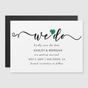 Invitation Magnétique Script élégant Coeur Turquoise Nous faisons enregi