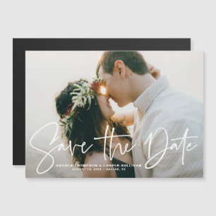 Invitation Magnétique Script manuscrit superposition photo Enregistrer l