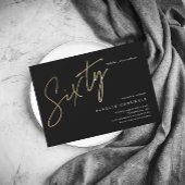 Invitation Magnétique Script minimal Black Gold 60e anniversaire