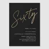 Invitation Magnétique Script minimal Black Gold 60e anniversaire (Devant)