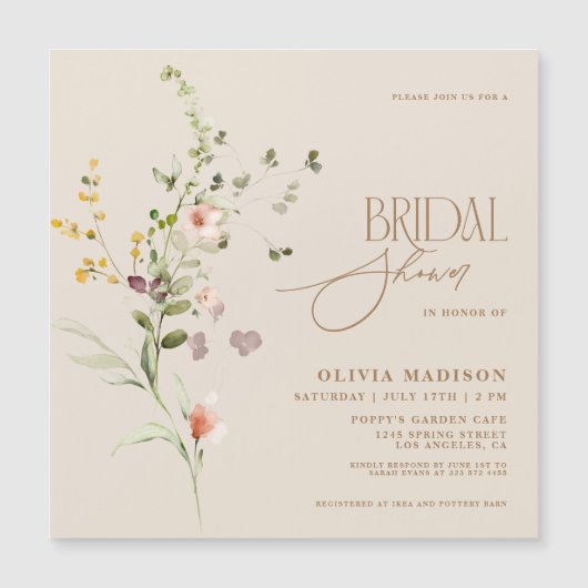 Invitation Magnétique Script moderne Boho Flower Garden (Devant)