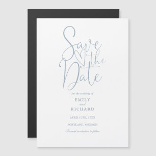 Invitation Magnétique Script Moderne Dusty Bleu Mariage Enregistrer La D