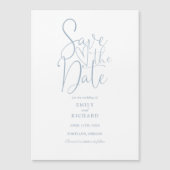 Invitation Magnétique Script Moderne Dusty Bleu Mariage Enregistrer La D (Devant)