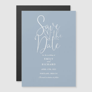 Invitation Magnétique Script Moderne Dusty Bleu Mariage Enregistrer La D