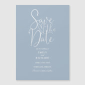Invitation Magnétique Script Moderne Dusty Bleu Mariage Enregistrer La D (Devant)