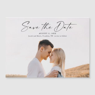 Invitation Magnétique Script moderne mariage photo Enregistrer la date