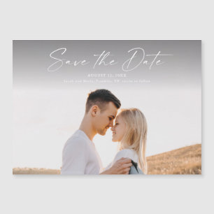 Invitation Magnétique Script moderne mariage photo Enregistrer la date