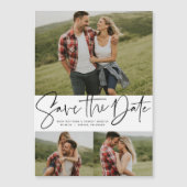 Invitation Magnétique Script moderne tendance trois photo enregistrer la (Devant)