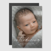 Invitation Magnétique Script Présentant la photo de bébé Merci (Devant / Derrière)