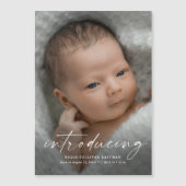 Invitation Magnétique Script Présentant la photo de bébé Merci (Devant)