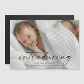 Invitation Magnétique Script Présentant la photo de bébé Merci (Devant / Derrière)