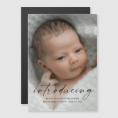 Invitation Magnétique Script Présentant la photo de bébé Merci (Devant / Derrière)