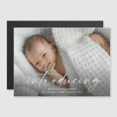 Invitation Magnétique Script Présentation du Merci photo bébé (Devant / Derrière)