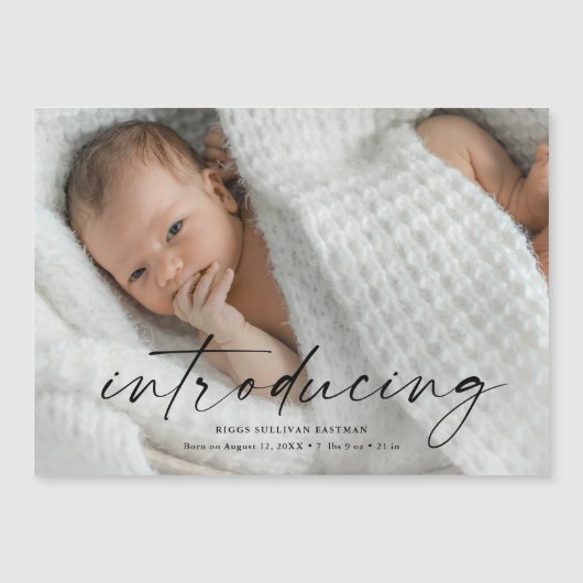 Invitation Magnétique Script Présentation du Merci photo bébé (Devant)