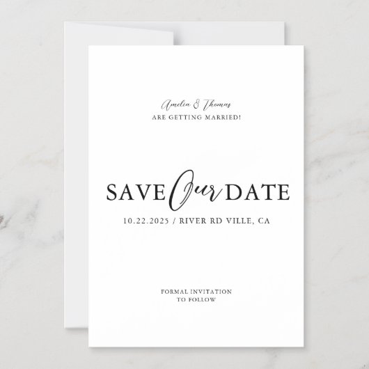 Invitation Magnétique Script simple et élégant Enregistrer la date (Recto)