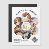 Invitation Magnétique Script Simple Moderne 6 Photo QR CODE Enregistrer (Devant / Derrière)